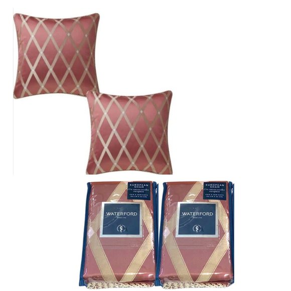 Waterford Anora Euro Pillow Shams Mauve Set of 2 Bedding Pillow Cover - Picture 1 of 1